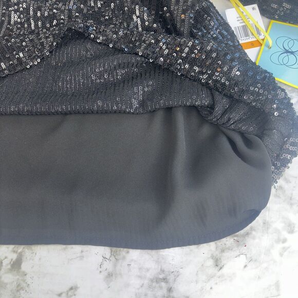 NWT NEW CeCe Rich Black Sequin Long Sleeve Dressy Party Top Size S - Picture 12 of 15